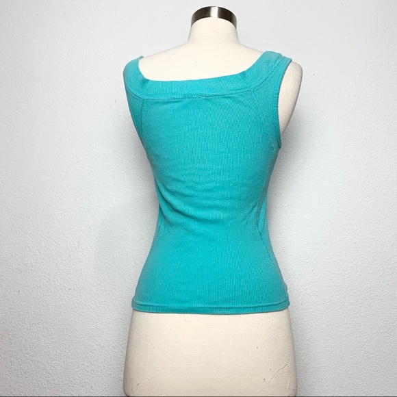 RockSteady Teal/Aqua Ribbed Top M - Picture 4 of 9